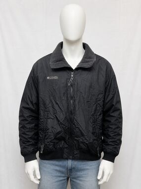 Columbia Black Fleece Lined Full Zip Jacket Men's Large Windbreaker Coat